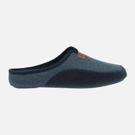 Men's open heel House Slippers in felt and fabric