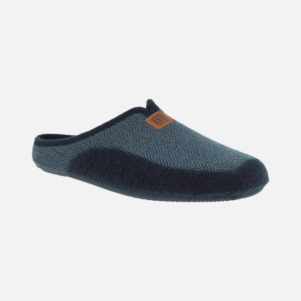 Men's open heel House Slippers in felt and fabric