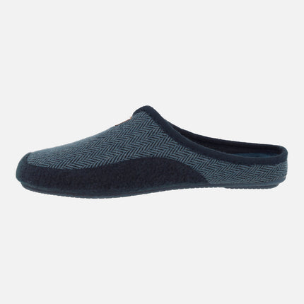 Men's open heel House Slippers in felt and fabric