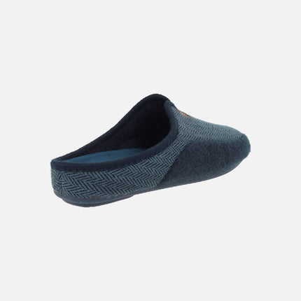 Men's open heel House Slippers in felt and fabric