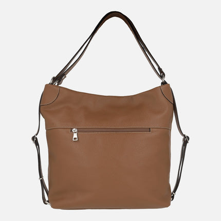 Leather shoulder bags convertible into backpacks