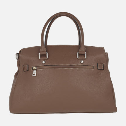 Hermés-style leather bags with two handles and lock