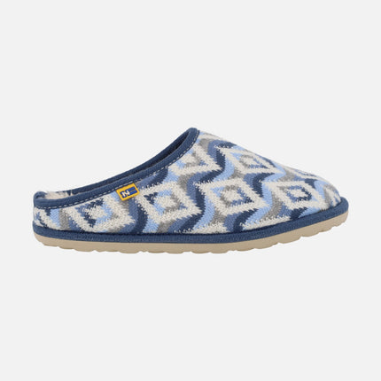 House slippers for women in Blue Nepal Wool