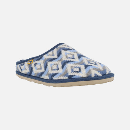 House slippers for women in Blue Nepal Wool