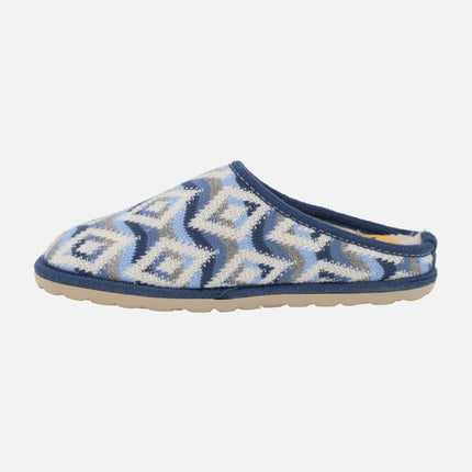 House slippers for women in Blue Nepal Wool