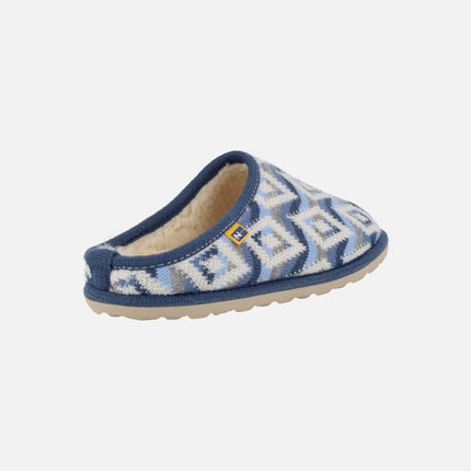 House slippers for women in Blue Nepal Wool