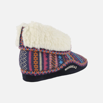 Closed house slippers for women in wool Candanchu Navy 