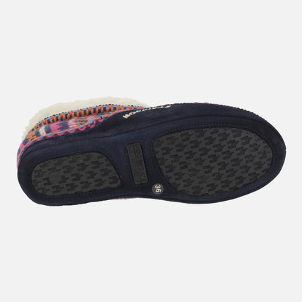 Closed house slippers for women in wool Candanchu Navy 