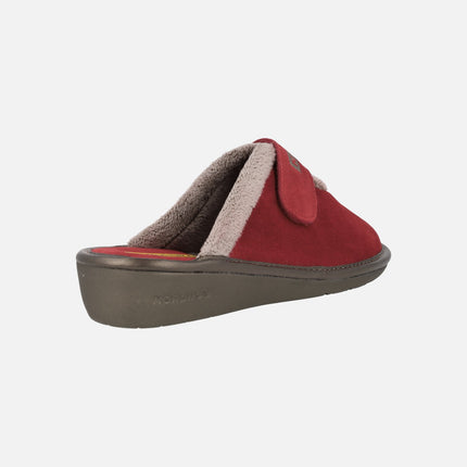 Women's suede house slippers with velcro closure