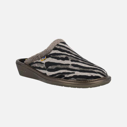 Animal print house slippers Tanzania grey