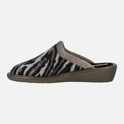 Animal print house slippers Tanzania grey