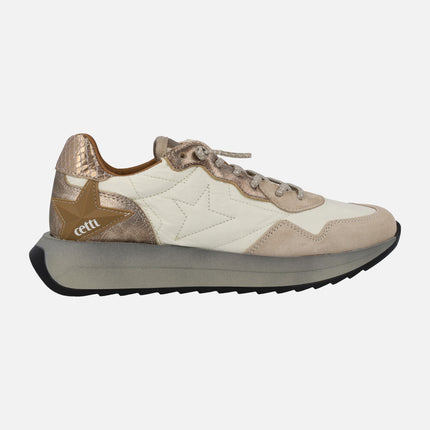 Cetti women's Sneakers in Beige and gold Combined