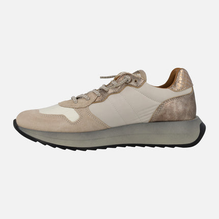 Cetti women's Sneakers in Beige and gold Combined