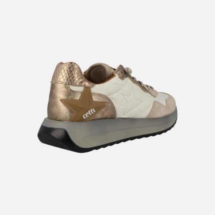 Cetti women's Sneakers in Beige and gold Combined