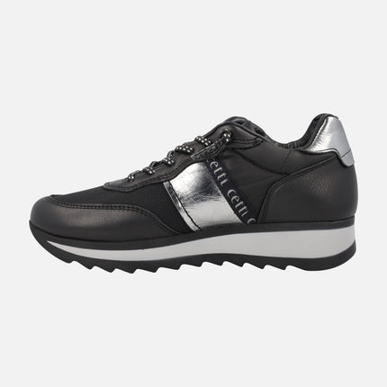 Black sneakers with silver details by Cetti