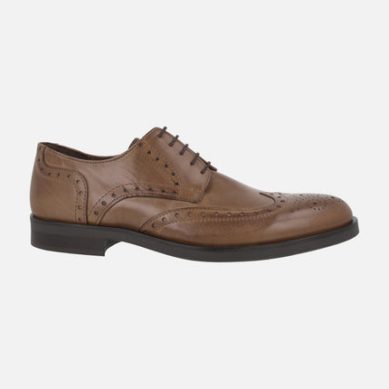 Men's blucher leather shoes with rubber outsole