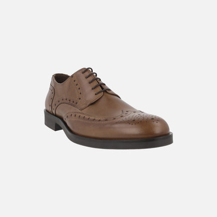 Men's blucher leather shoes with rubber outsole