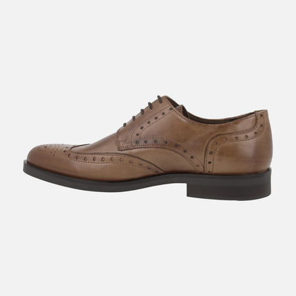 Men's blucher leather shoes with rubber outsole