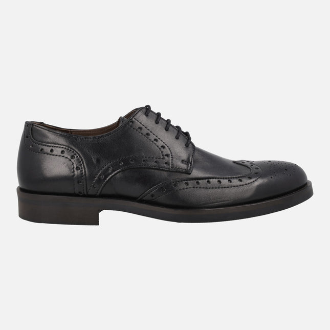 Men's blucher leather shoes with rubber outsole