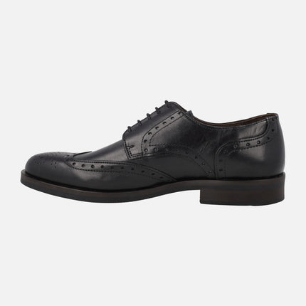 Men's blucher leather shoes with rubber outsole