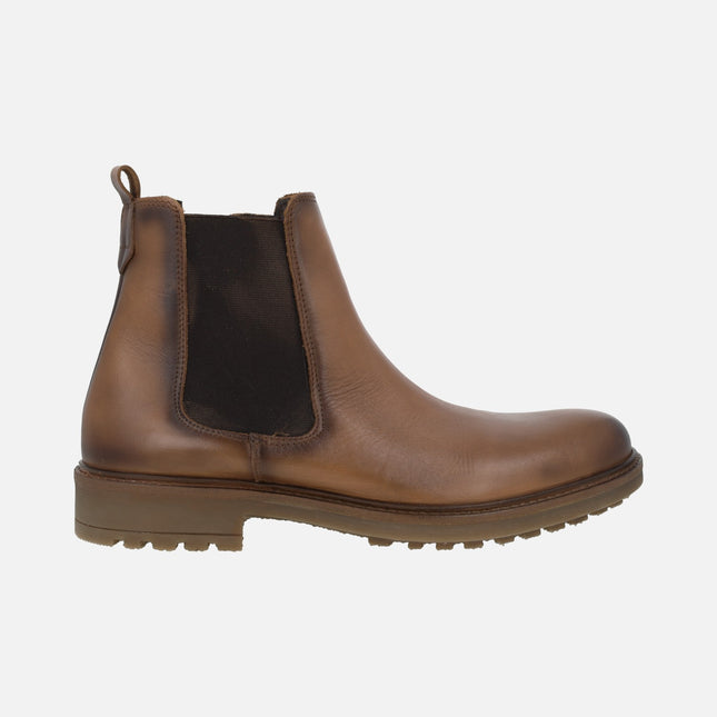 Men's camel leather booties chelsea style 