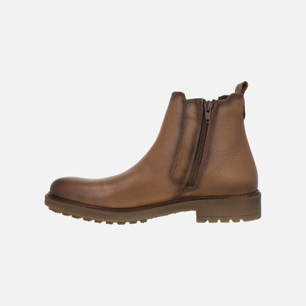 Men's camel leather booties chelsea style 