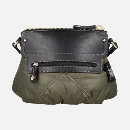 Crossbody bags in green padded nylon fabric