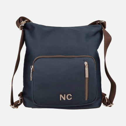 Noco Backpack - Bags in navy blue nylon with brown details