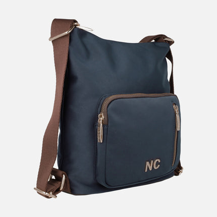 Noco Backpack - Bags in navy blue nylon with brown details