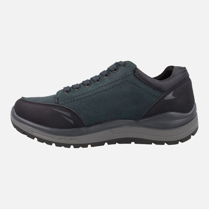 Men's Comfort Sneakers in Blue Combined with Tex Membrane