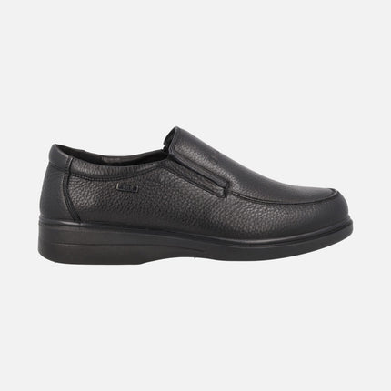 Black leather moccasins with Tex Waterproof Membrane