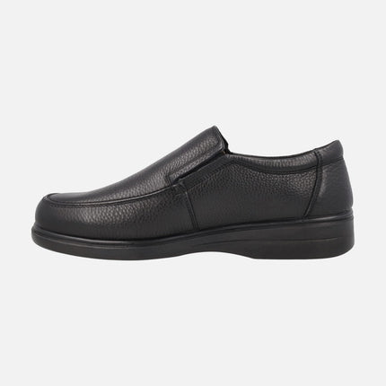 Black leather moccasins with Tex Waterproof Membrane