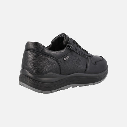 Black leather sneakers with zipper and tex membrane