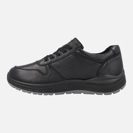 Black leather sneakers with zipper and tex membrane