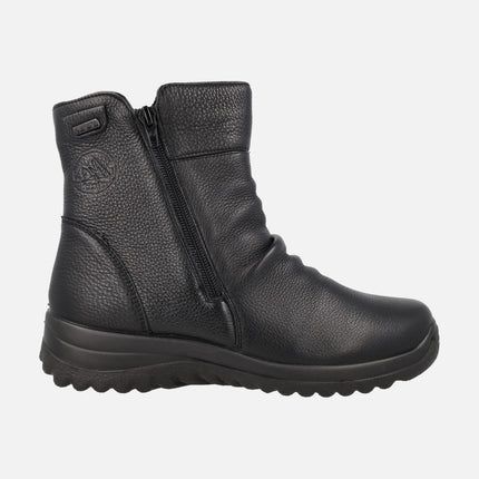 Black leather ankle boots with side zippers and TEX membrane