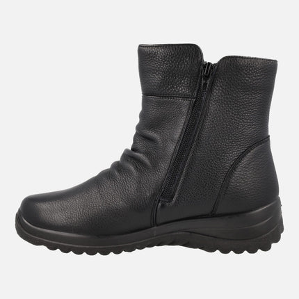 Black leather ankle boots with side zippers and TEX membrane