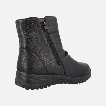 Black leather ankle boots with side zippers and TEX membrane