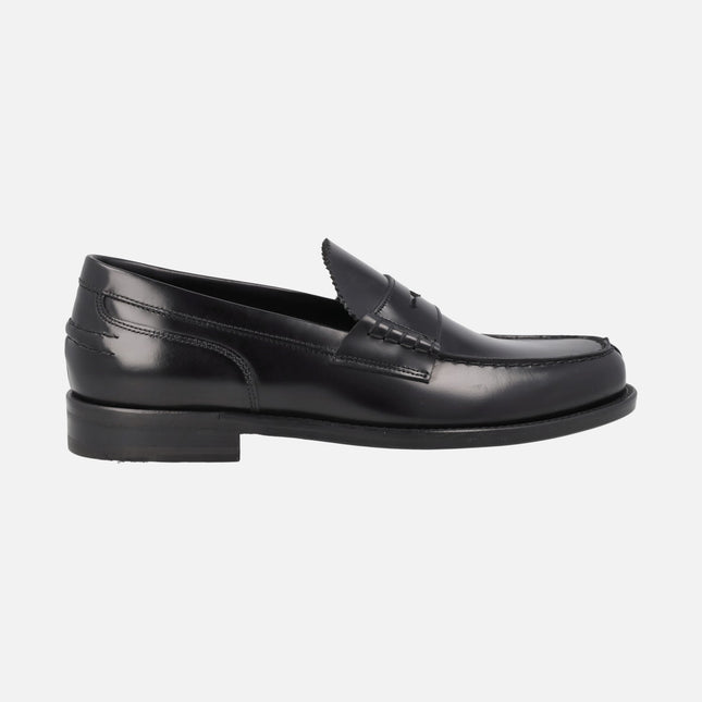 Daytona black Leather Moccasins For Men