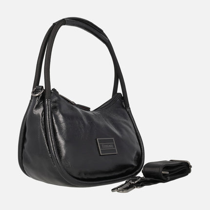 Bolso pequeño de hombro Almería en charol negro