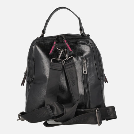 Almeria backpacks in black patent leather effect