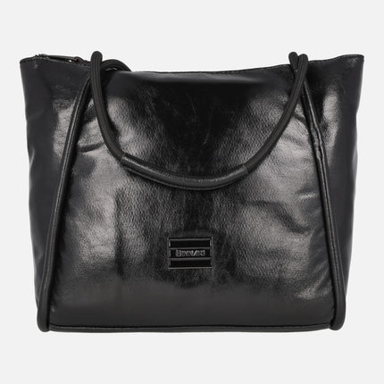 Almeria shopper Bags in black glossy fabric