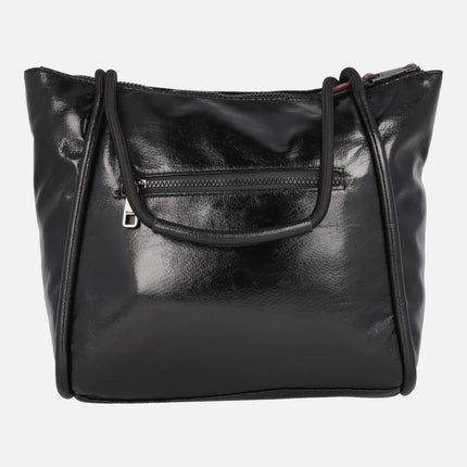 Almeria shopper Bags in black glossy fabric