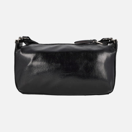 Bolsos bandolera Almería en tejido acharolado negro