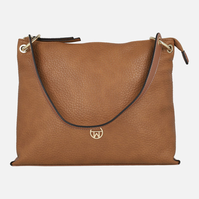 Bolsos camel multi posición con logo dorado Matties