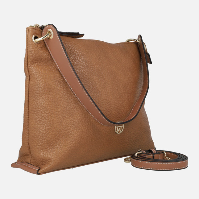 Bolsos camel multi posición con logo dorado Matties