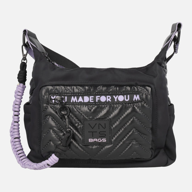 Bolsos bandolera Ventis en negro con detalles en malva