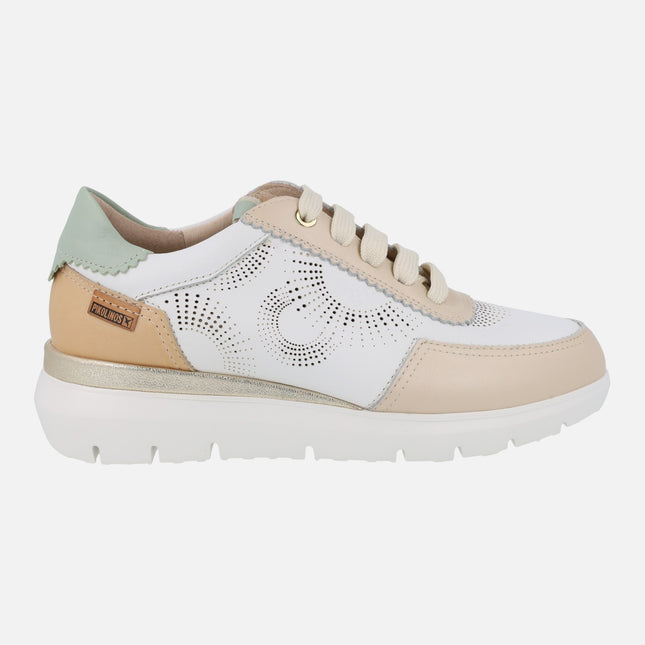 Pikolinos Rueda Women's leather sneakers with die -cut drawings