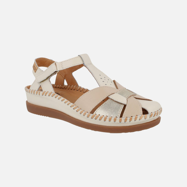 Women's leather sandals with velcro closure Cadaques