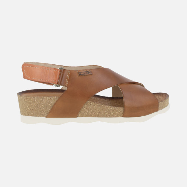 Sandalias de piel Mahon con tiras cruzadas y cierre de velcro