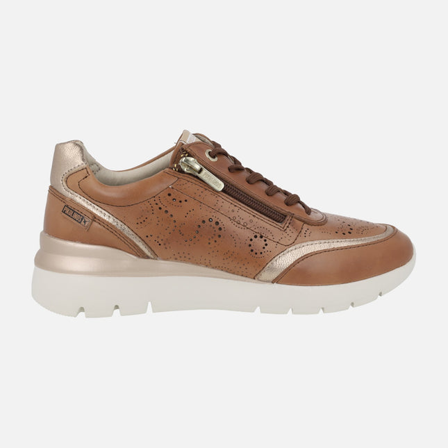 Leather sneakers for women Cantabria with die -cut drawings